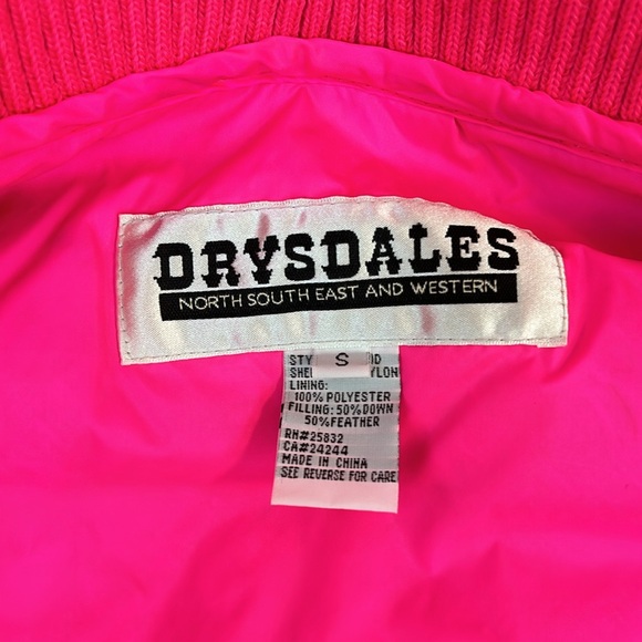 Drysdales Down Feather Nylon Puffer Jacket Coat Neon Pink Size Small - Picture 12 of 12